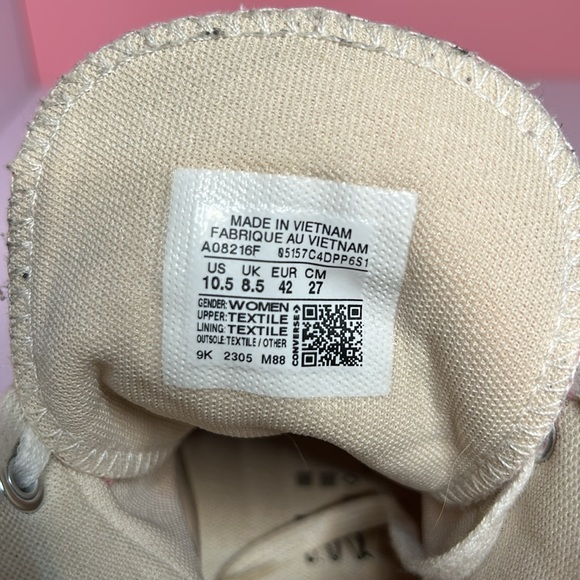 Converse Pink Canvas High-Tops platform women’s 10.5 men’s 8.5 - Picture 7 of 7